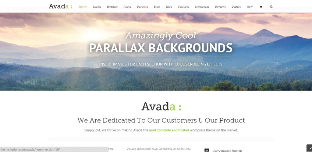 Avada Parallax WordPress Themes