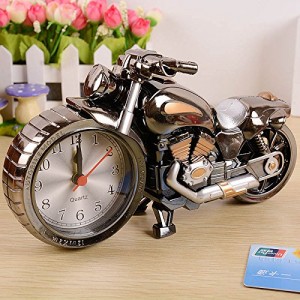 ZWZCYZ New Quartz Analog Office Gift IdeasTravel Desk Alarm Clock Time Motorcycle Model Battery Operated Home Office Gift