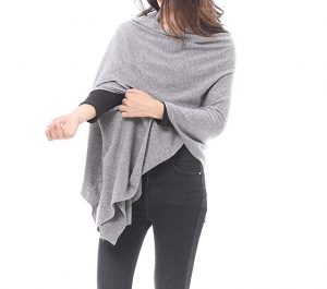 Wool Blended Versatile Multi Style Long Knit Poncho Wrap Stylish Office Blankets